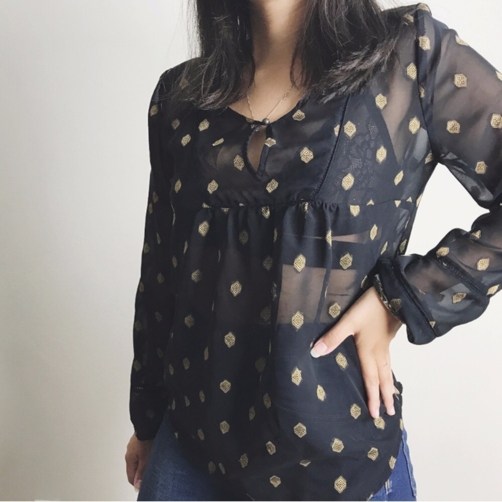 Lucky Brand Sheer Blouse Small